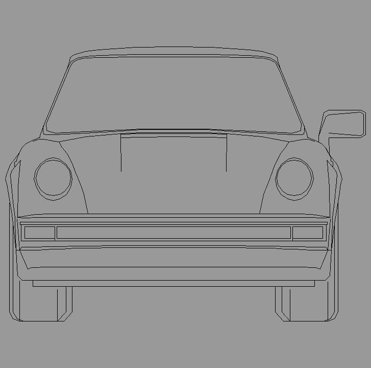 Bloque Autocad Vista de Porsche 911 Bibliot. 2D-3D en Alzado